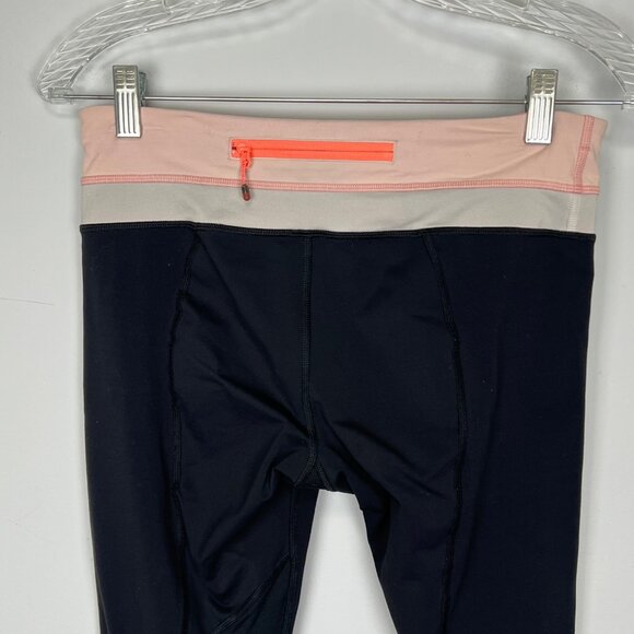 Lululemon Run Inspire Crop II Leggings Black Peach Coral Pink size 6 - Picture 6 of 11